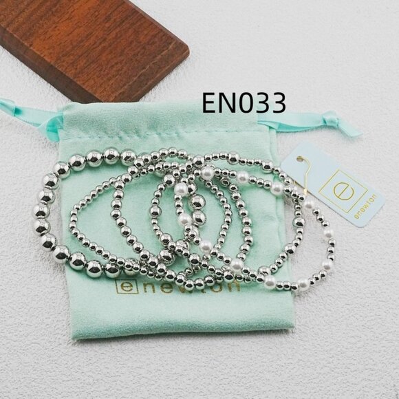 Enewton Platinum Bead & Pearl Five-Piece Bracelet Set